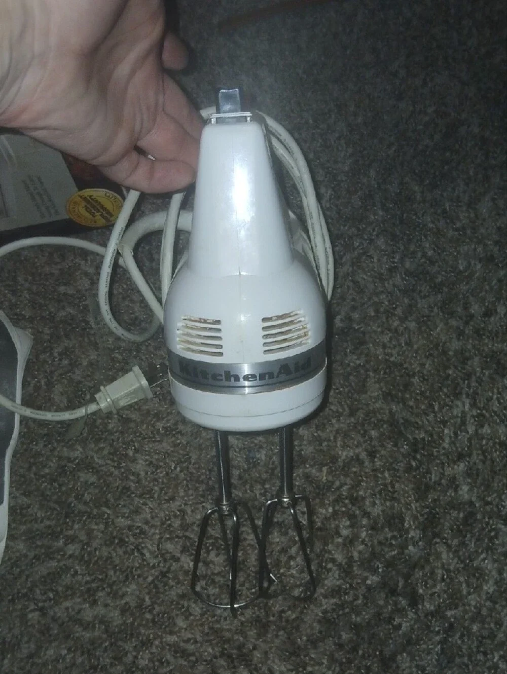 Vintage KitchenAid White Hand Mixer Ultra Power 3-Speed-tested Works